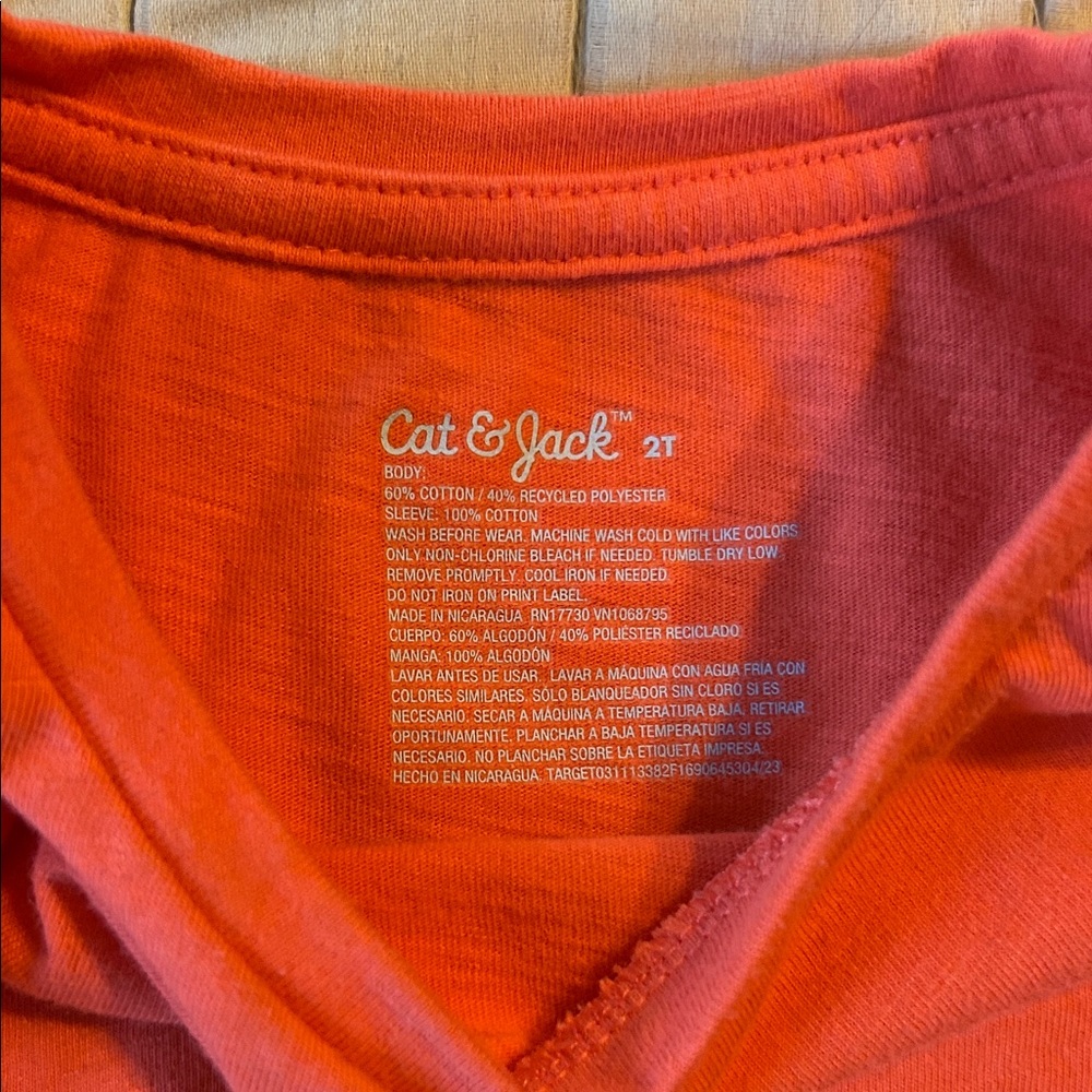 Cat & Jack Flutter Sleeve Tops - Light Pink & Bright Orange - Picture 3 of 4